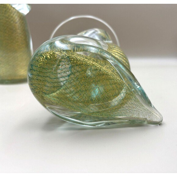 Rare VTG Murano Chinese Couple with Gold Fleck Stripe Standing & Sitting - Picture 10 of 11